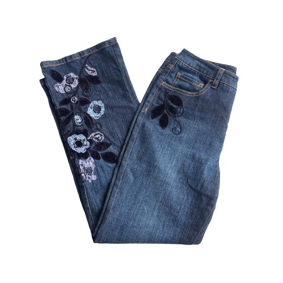 Talbots Denim - Talbots Floral Embroidered Wide Leg Jeans